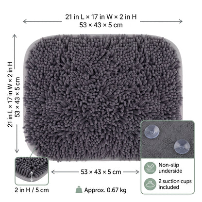 Interactive Dog Snuffle Mat – 17" × 21" Treat-Hiding Puzzle Feeding Mat (Grey)
