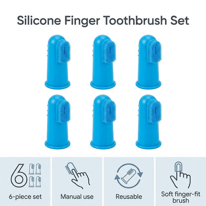 Pet Finger Toothbrush Set – 6 Ultra-Soft Manual Dental Brushes for Dogs & Cats