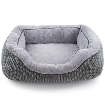 Orthopedic Rectangle Dog Bed – 30" Medium Washable Pet Bed with Raised Bolsters (Grey)