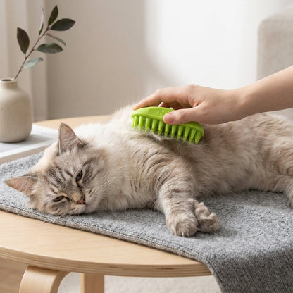 Silicone Pet Grooming Brush – Heavy-Duty Bath & Massage Brush for Dogs and Cats (Green)